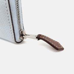 Pre Owned Hermes Blue Leather Silky Half Wallet