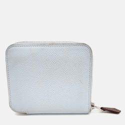 Pre Owned Hermes Blue Leather Silky Half Wallet