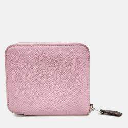Pre Owned Hermes Pink Leather Silky Half Wallet