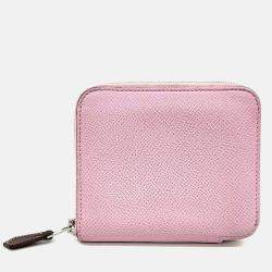 Pre Owned Hermes Pink Leather Silky Half Wallet