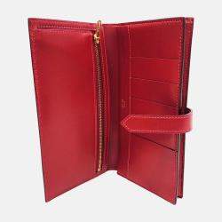 Pre Owned Hermes Red Leather Bean Long Wallet