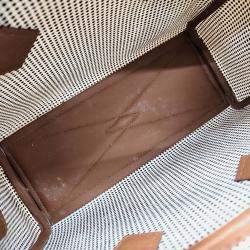 Pre Owned Hermes Brown White Canvas and Leather Victoria 3 Mini