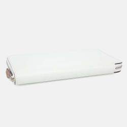 Pre Owned Hermes White Leather Silky Long Wallet