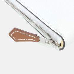 Pre Owned Hermes White Leather Silky Long Wallet