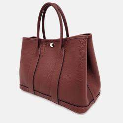 Pre Owned Hermes Burgundy Leather Garden Party 30