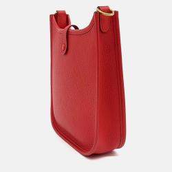 Pre Owned Hermes Red Leather Evelyn 16