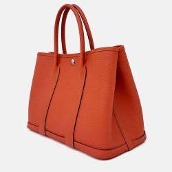 Pre Owned Hermes Orange Leather Garden Party 30