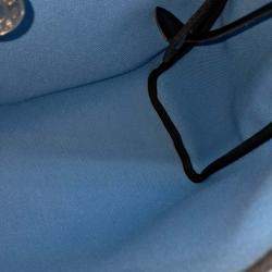 Pre Owned Hermes Black Blue Canvas and Leather NEW ZIP Herbag Small