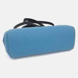 Pre Owned Hermes Black Blue Canvas and Leather NEW ZIP Herbag Small