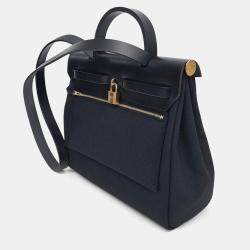 Pre Owned Hermes Black Canvas and Leather New Zip Herbag Small