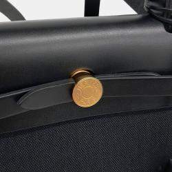 Pre Owned Hermes Black Canvas and Leather New Zip Herbag Small