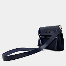 Pre Owned Hermes Navy Blue Fabric Herbag 20
