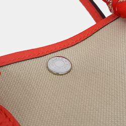Pre Owned Hermes Beige Red Fabric Garden Party 30  & Twilly