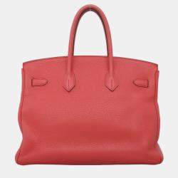 Pre Owned Hermes Birkin 35 Red Leather Bag
