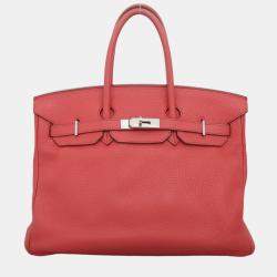 Pre Owned Hermes Birkin 35 Red Leather Bag