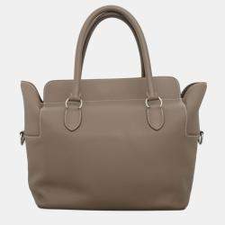 Pre Owned Hermes Toolbox 26 Swift Leather Etoupe Bag