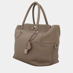 Pre Owned Hermes Toolbox 26 Swift Leather Etoupe Bag