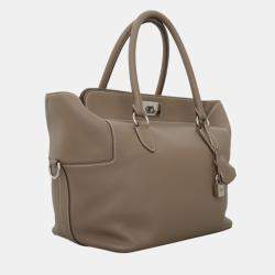 Pre Owned Hermes Toolbox 26 Swift Leather Etoupe Bag