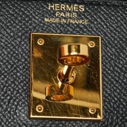 Pre Owned Hermes Noir Epsom Leather Gold Finish Kelly Sellier 32 Bag