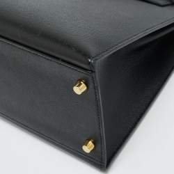 Pre Owned Hermes Noir Epsom Leather Gold Finish Kelly Sellier 32 Bag