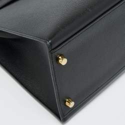 Pre Owned Hermes Noir Epsom Leather Gold Finish Kelly Sellier 32 Bag