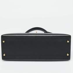 Pre Owned Hermes Noir Epsom Leather Gold Finish Kelly Sellier 32 Bag