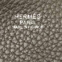 Pre Owned Hermès Graphite Taurillon Clemence Leather Evelyne III GM Bag