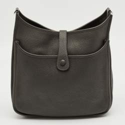 Pre Owned Hermès Graphite Taurillon Clemence Leather Evelyne III GM Bag