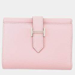 Pre Owned Hermes Bearn Combine Rose Sakura Chevre Myzore Goatskin