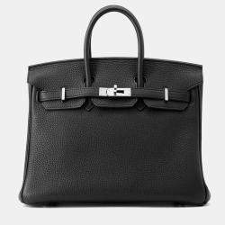 Pre Owned Hermes Birkin Size 25 Black Togo Leather Bag