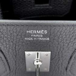 Pre Owned Hermes Birkin Size 25 Black Togo Leather Bag