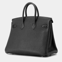 Pre Owned Hermes Birkin Size 25 Black Togo Leather Bag