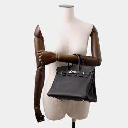 Pre Owned Hermes Birkin Size 25 Black Togo Leather Bag