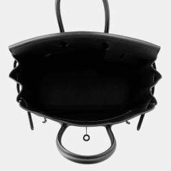 Pre Owned Hermes Birkin Size 25 Black Togo Leather Bag