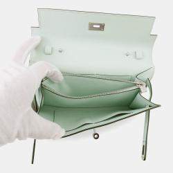 Pre Owned Hermes Kelly Long To Go Vert Peppermint Epsom Wallet 