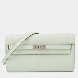 Pre Owned Hermes Kelly Long To Go Vert Peppermint Epsom Wallet 