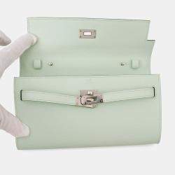 Pre Owned Hermes Kelly Long To Go Vert Peppermint Epsom Wallet 
