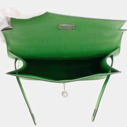 Pre Owned Hermes Pochette Kelly Vert Yucca Swift Leather