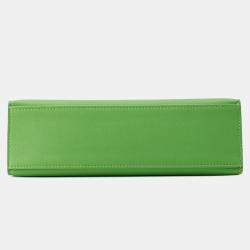 Pre Owned Hermes Pochette Kelly Vert Yucca Swift Leather