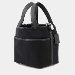 Pre Owned Hermes Picotin Lock Cargo 18 Black Towar Goeran Swift Leather Bag 