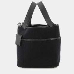 Pre Owned Hermes Picotin Lock Cargo 18 Black Towar Goeran Swift Leather Bag 