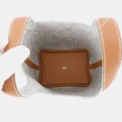 Pre Owned Hermes Picotin Lock 18 Grease Pale/Gold Felt Bag 