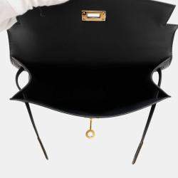 Pre Owned Hermes Pochette kelly Black Swift Leather Size K Ht 617 Cu