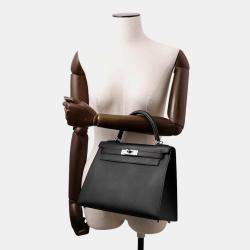 Pre Owned Hermes Kelly Sellier Black Epsom Size 28