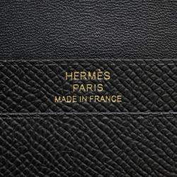 Pre Owned Hermes Bearn Card Case Black Epsom