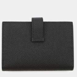 Pre Owned Hermes Bearn Card Case Black Epsom