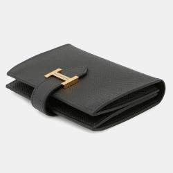 Pre Owned Hermes Bearn Card Case Black Epsom