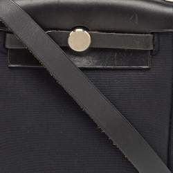 مملوكة مسبقًا Hermès Black/Beige Toile and Vache Hunter Leather 2-in-1 Herbag TPM Bag