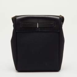 مملوكة مسبقًا Hermès Black/Beige Toile and Vache Hunter Leather 2-in-1 Herbag TPM Bag