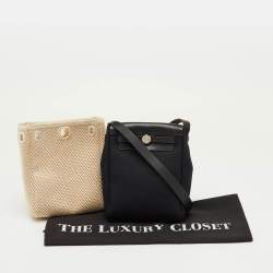مملوكة مسبقًا Hermès Black/Beige Toile and Vache Hunter Leather 2-in-1 Herbag TPM Bag
